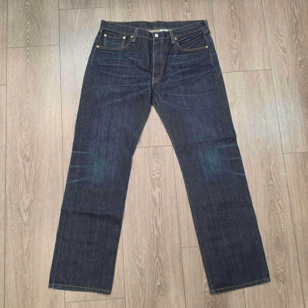 Levis 501 J. Crew Mens Dark Wash Straight Leg Button Fly Jeans 36x32 Indigo
